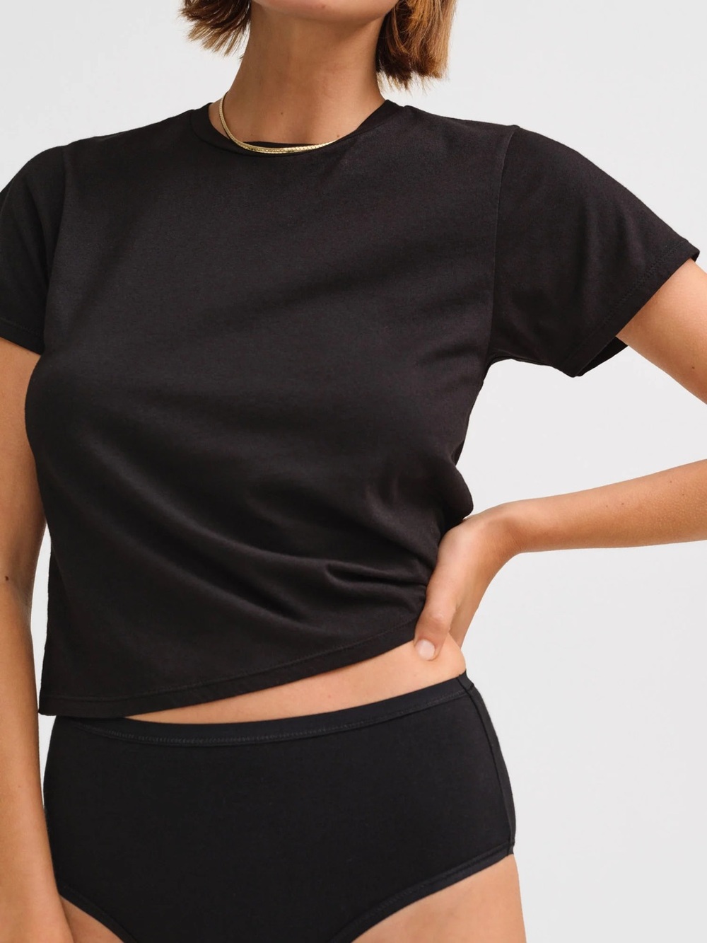 MATE THE LABEL ORGANIC COTTON SHRUNKEN TEE JET BLACK S